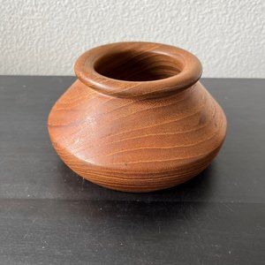 Vintage Turned Wood Bowl Vase // 5.5" Diameter // 3" Tall